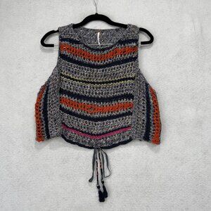 Free People Sweater Womens Extra Small Multicolor Knit Boho Cropped Tank Top